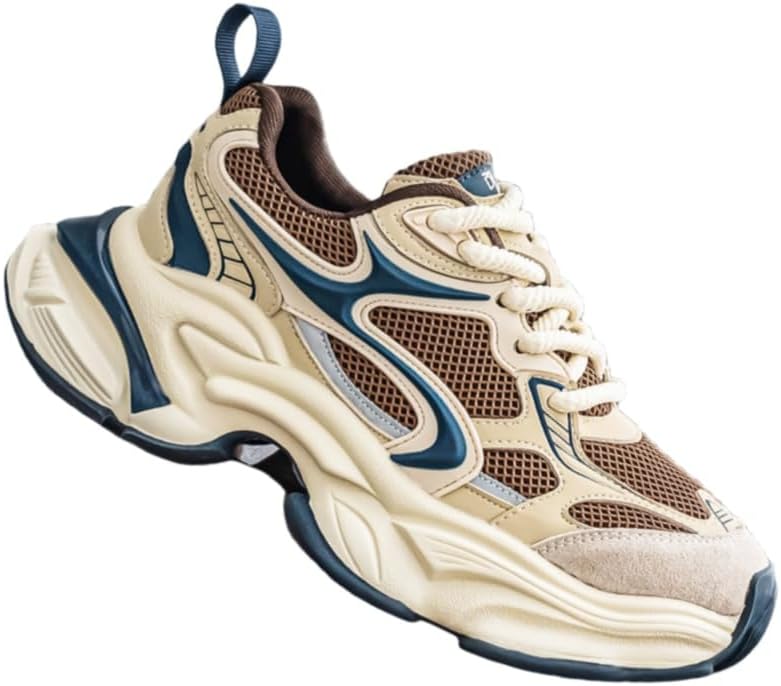 

Мужские спортивные кроссовки с толстой подошвой - дышащий верх из сетки, с амортизирующей стелькой, противоскользящие и прочные, подходят для ежедневной ходьбы, бега и поездок на работу Fmshi, синий