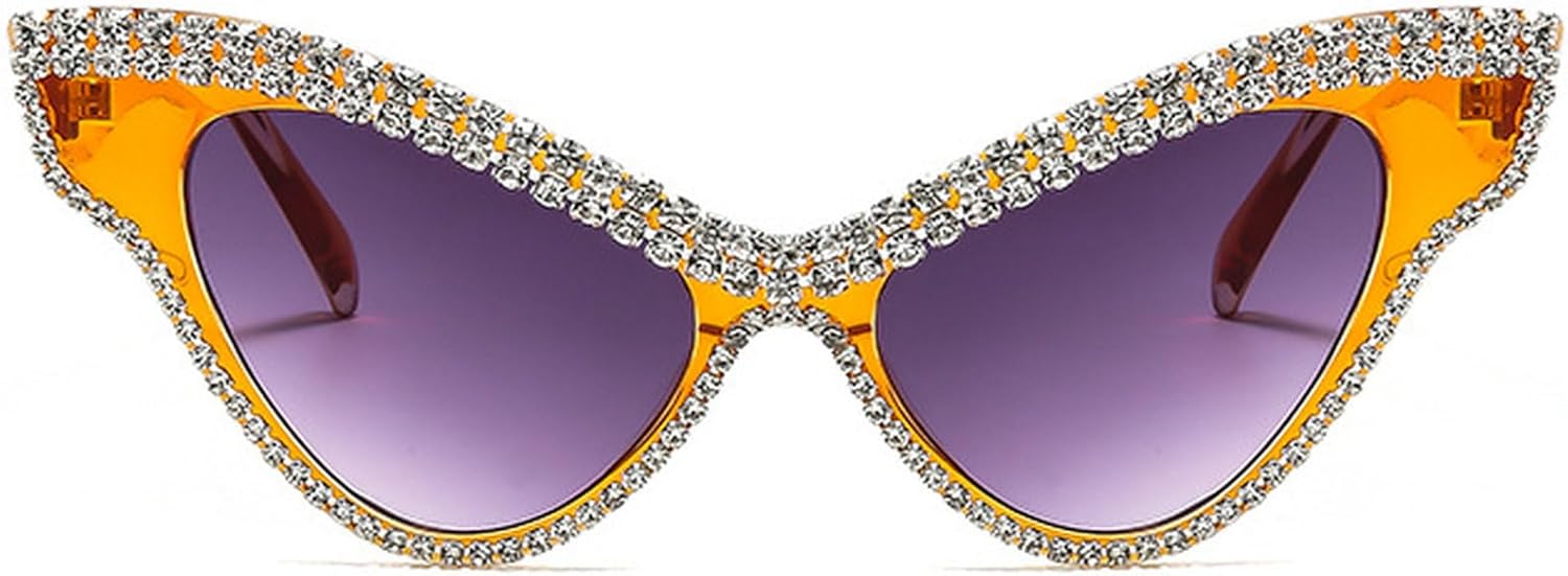 

Роскошные солнцезащитные очки «кошачий глаз» для женщин, украшенные стразами, модные солнцезащитные очки с бриллиантовым блеском, защита от ультрафиолета UV400 mincl, Orange