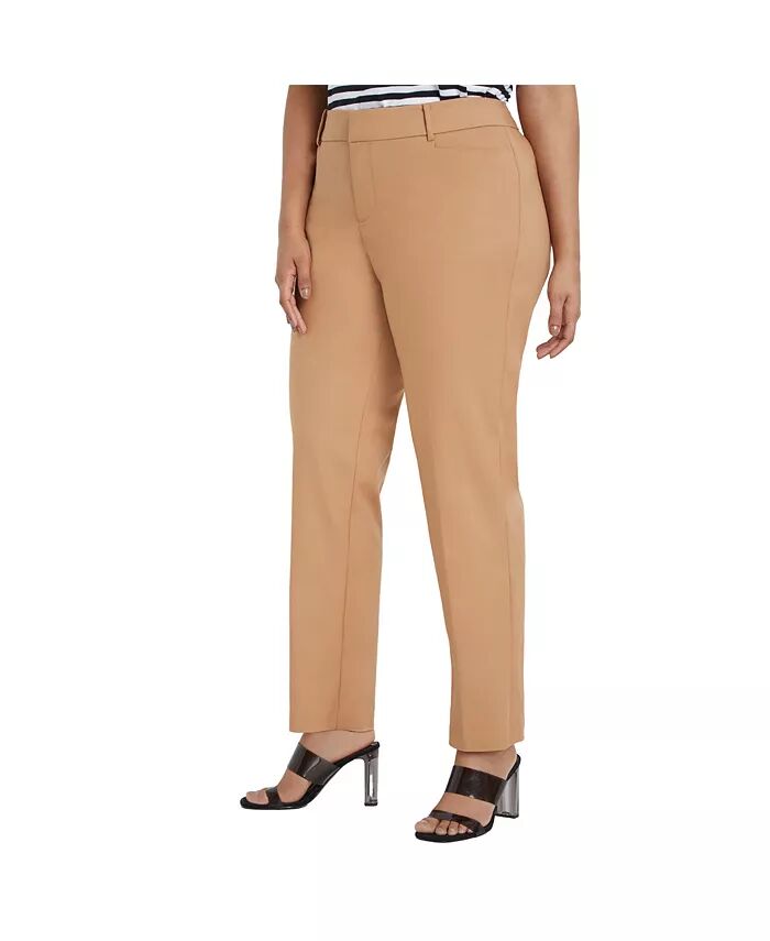 

Женские брюки Kady Fit Double Weave размера Plus Tall ELOQUII, коричневый/бежевый