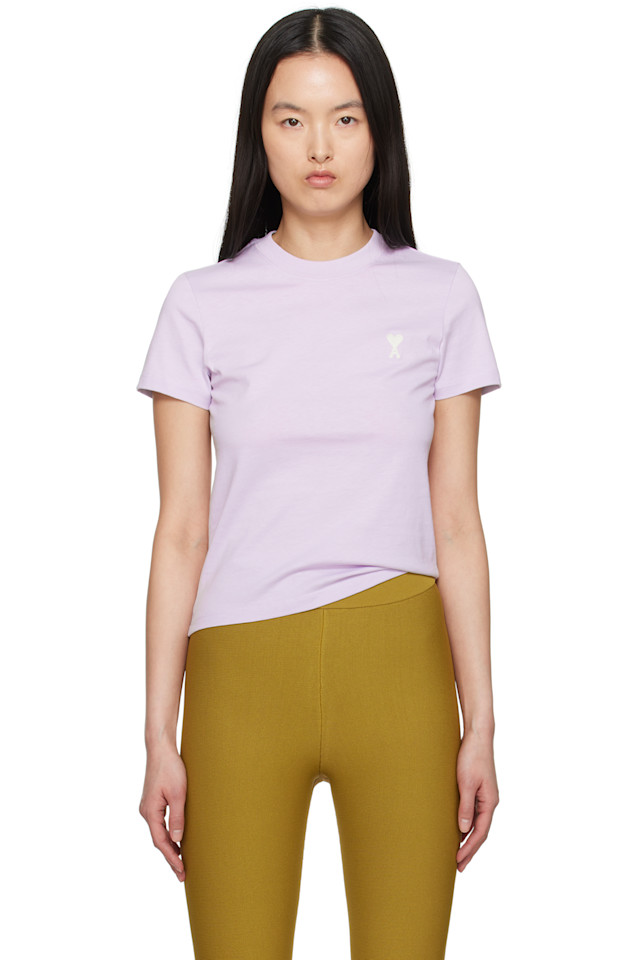 

Хлопковая укороченная футболка Ami Paris, цвет lilac