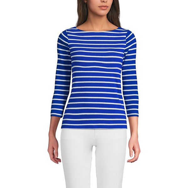 

Топ с матросским воротником Lands' End, Lapis Breton Stripe