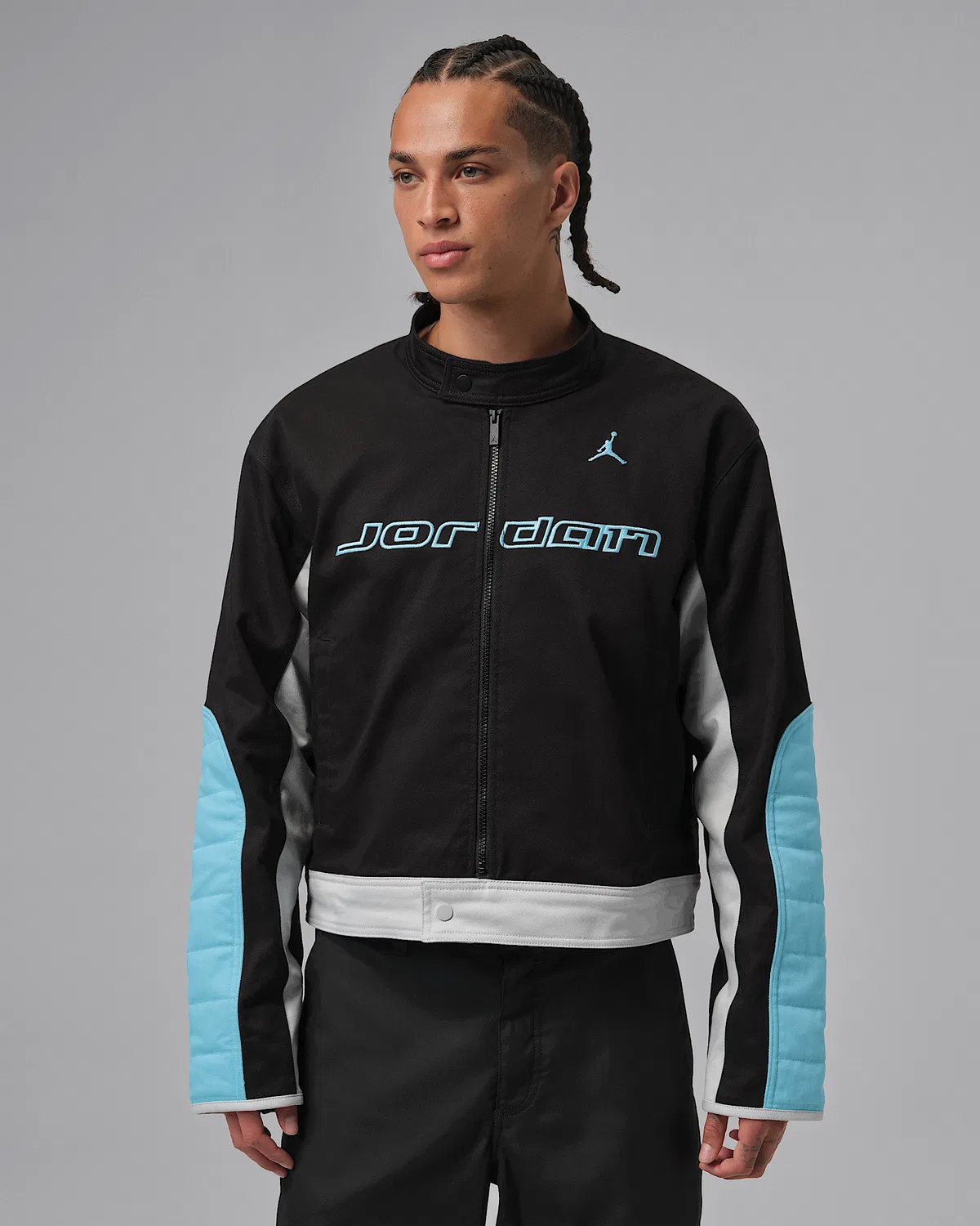 Мужская моторспорт куртка Jordan Brooklyn, Black/Blue Chill/Pure Platinum/Blue Chill