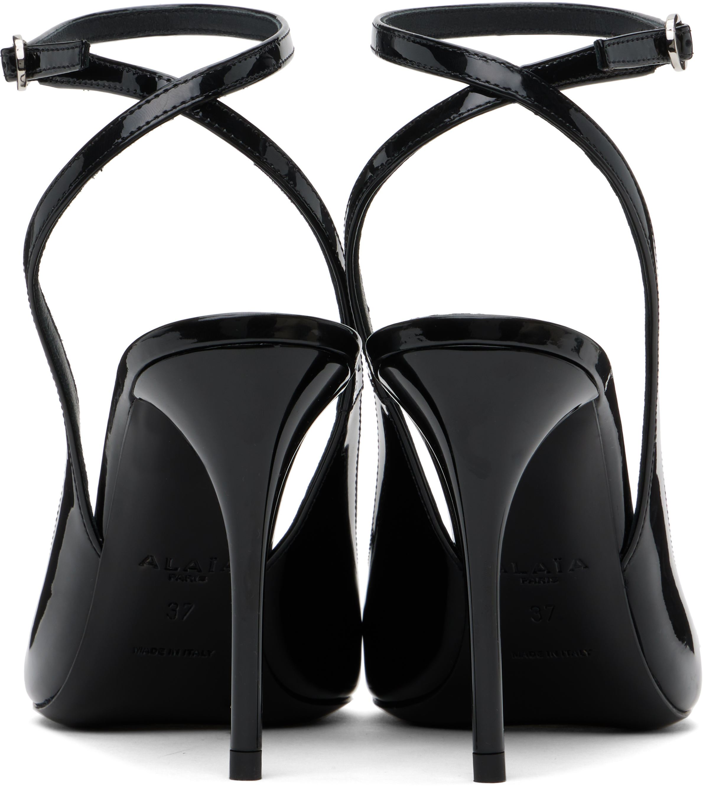 Черные лакированные туфли на каблуке Slingback 90 из телячьей кожи ALAÏA — фото 2
