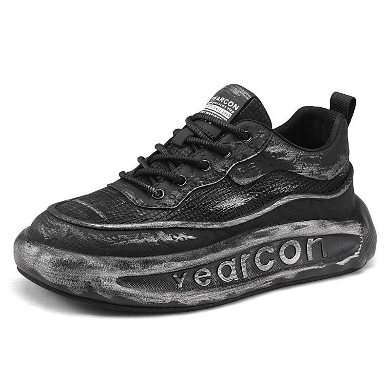 

YEARCON Мужские повседневные кеды низкие черные с серебром, цвет Black/Silver