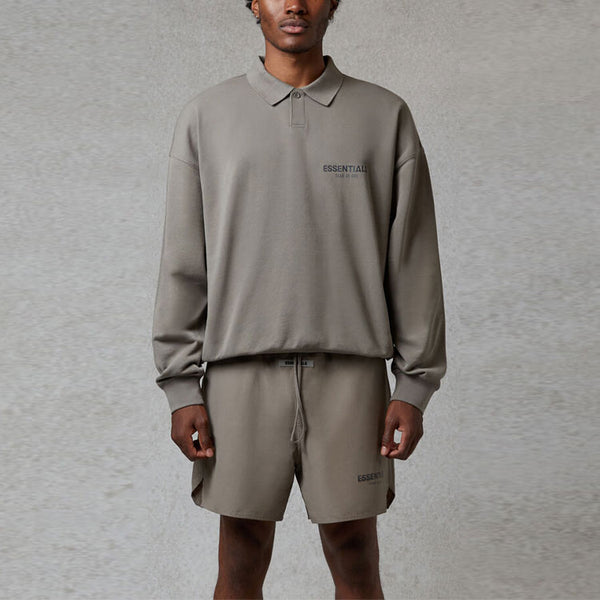 Рубашка fw20 long sleeve polo shirt 'cement' Fear Of God Essentials, серый — фото 3