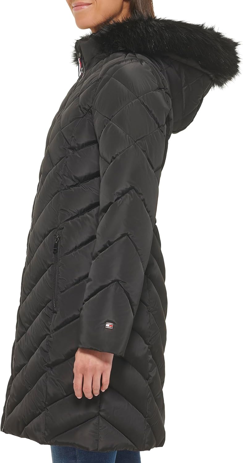 Женская длинная пуховая куртка Tommy Hilfiger, Black — фото 2