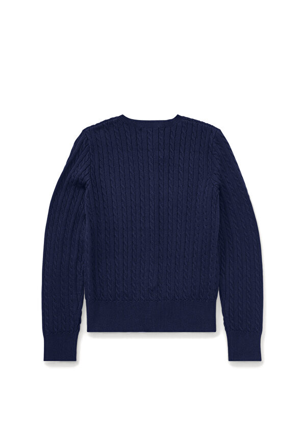 Кардиган для девочек темно-синего цвета с детализированным логотипом Polo Ralph Lauren — фото 2