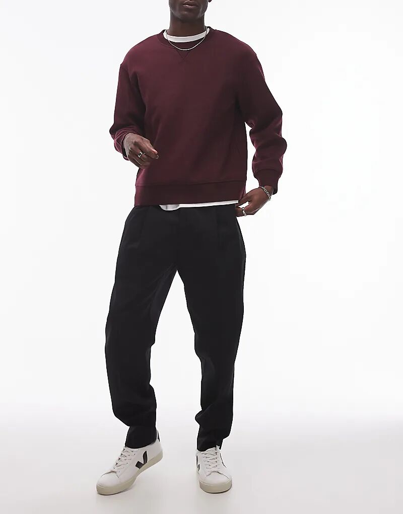 

Элегантные хлопковые зауженные брюки черного цвета Topman