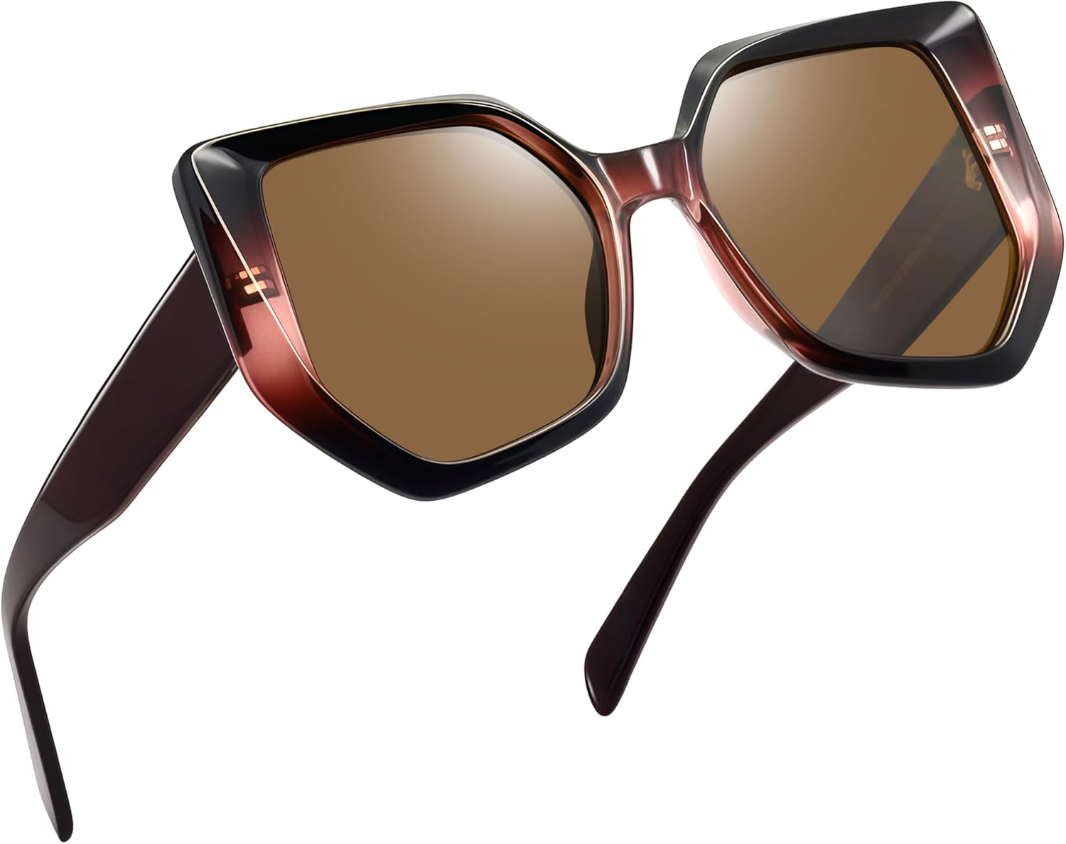 

Женские солнцезащитные очки Joopin Hexagon Oversized из ацетата с поляризованными линзами и защитой от УФ-излучения. Нестандартная форма, Gradual Pink Frame Brown Lens