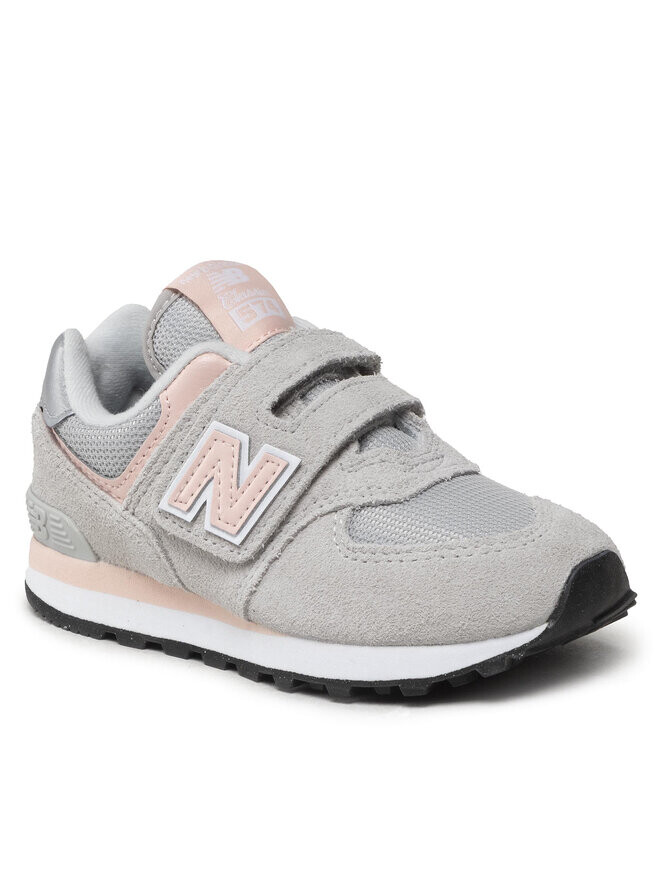 Детские кроссовки New Balance 574 Core Hook & Loop, серый/розовый — фото 2