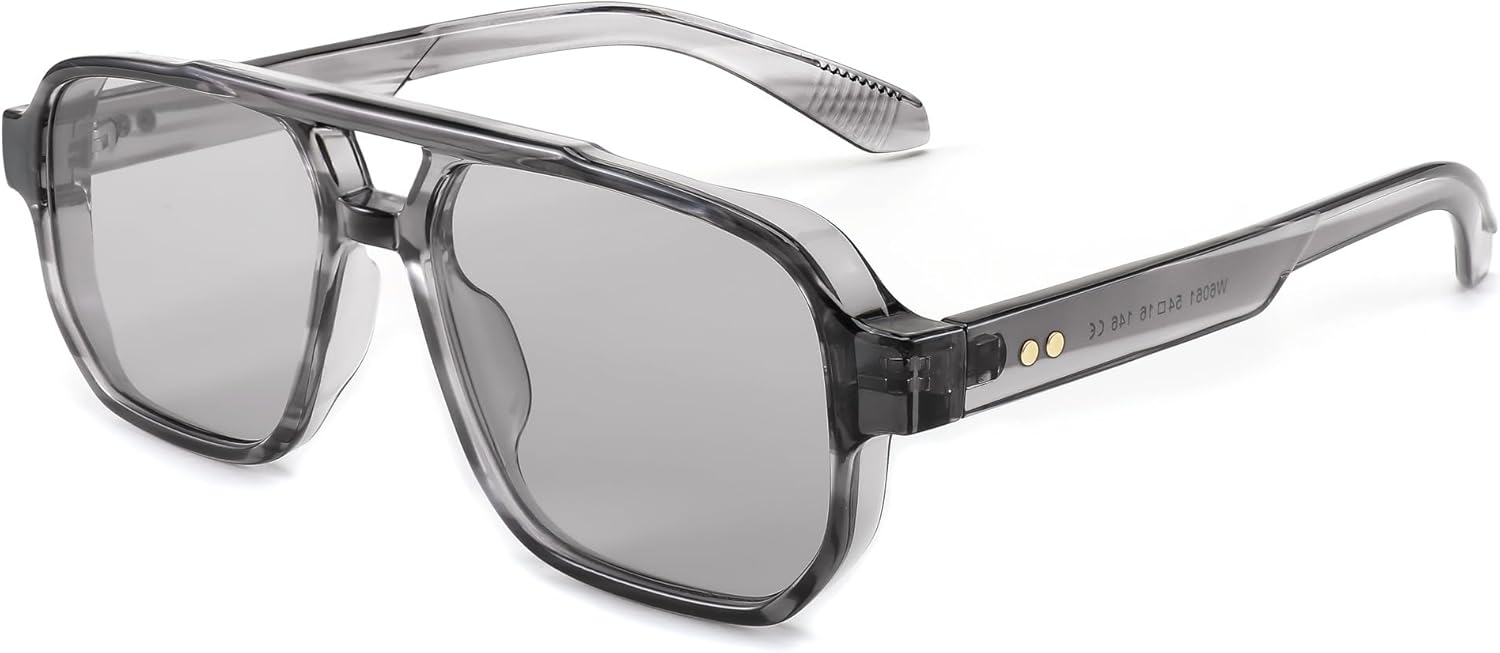 

Солнцезащитные очки FEISEDY Retro Square Aviator для женщин и мужчин, винтажные прямоугольные очки 70-х годов с защитой от УФ-излучения UV400, артикул B9120, Grey Frame Grey Lens