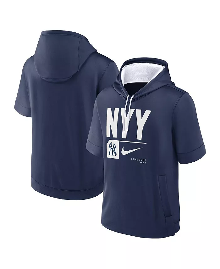 

Мужская синяя толстовка с капюшоном и коротким рукавом New York Yankees Tri Code Lockup Nike