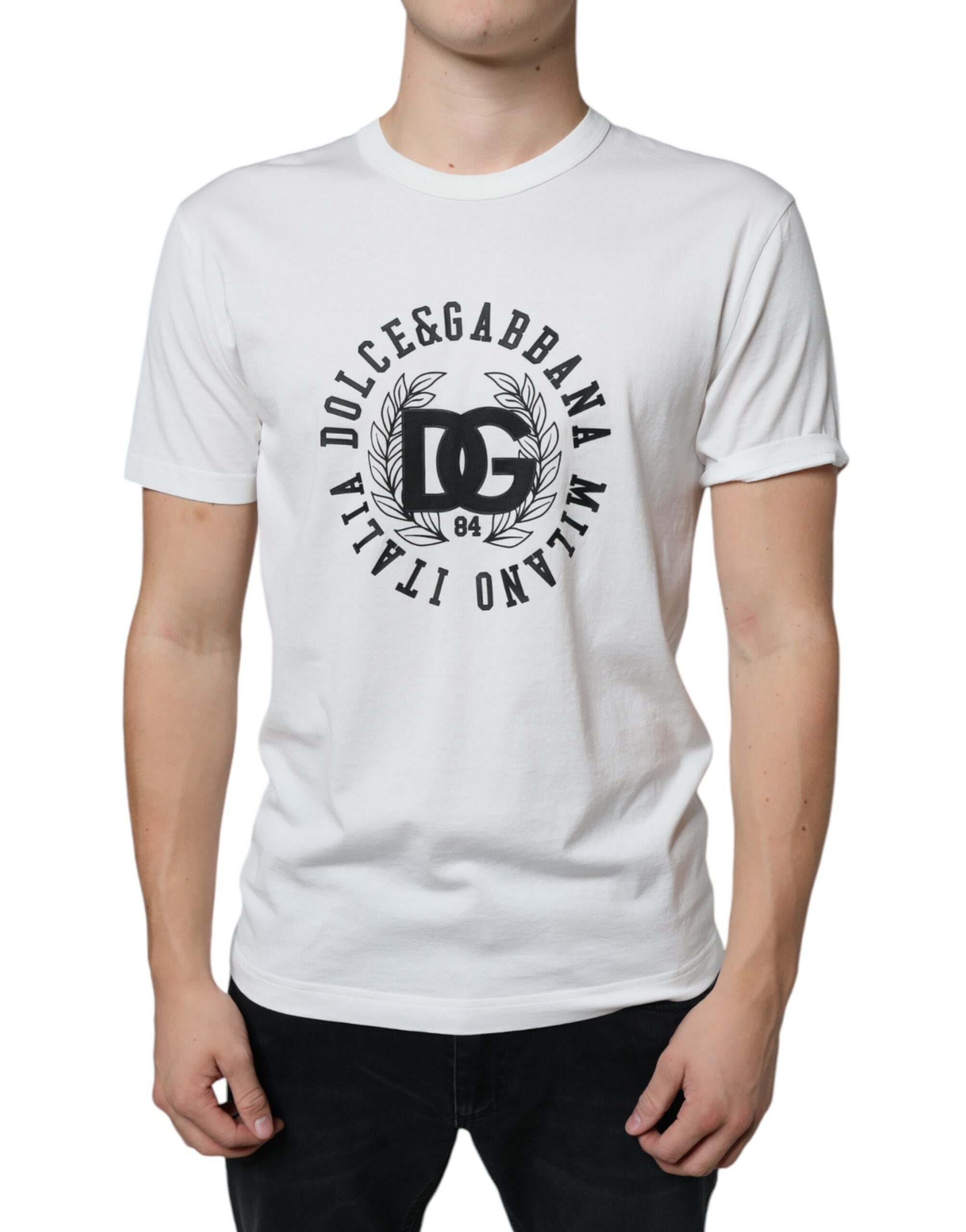 

Белая хлопковая футболка с принтом логотипа DG Dolce & Gabbana