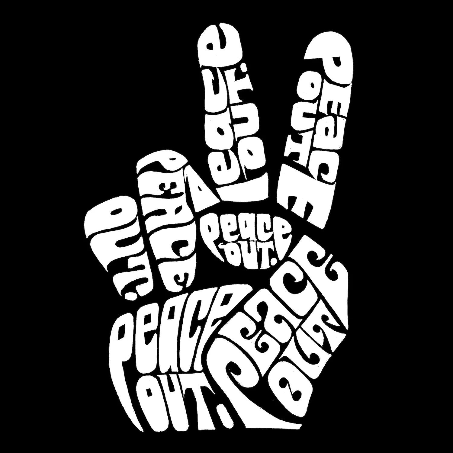 

Peace Out - мужская толстовка с круглым вырезом Word Art LA Pop Art