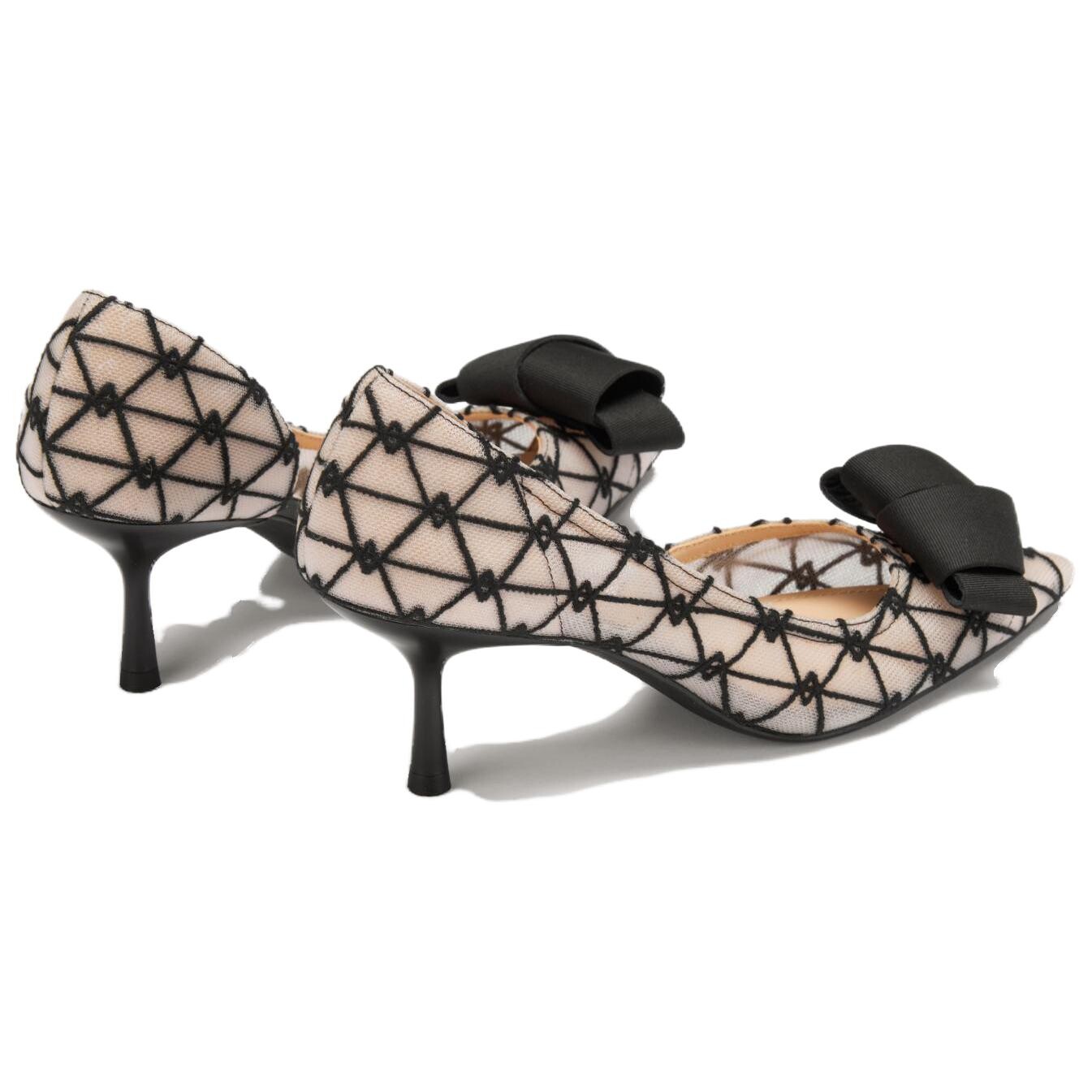 Туфли на высоком каблуке женские абрикосовые 73Hours, цвет Black/Beige — фото 4