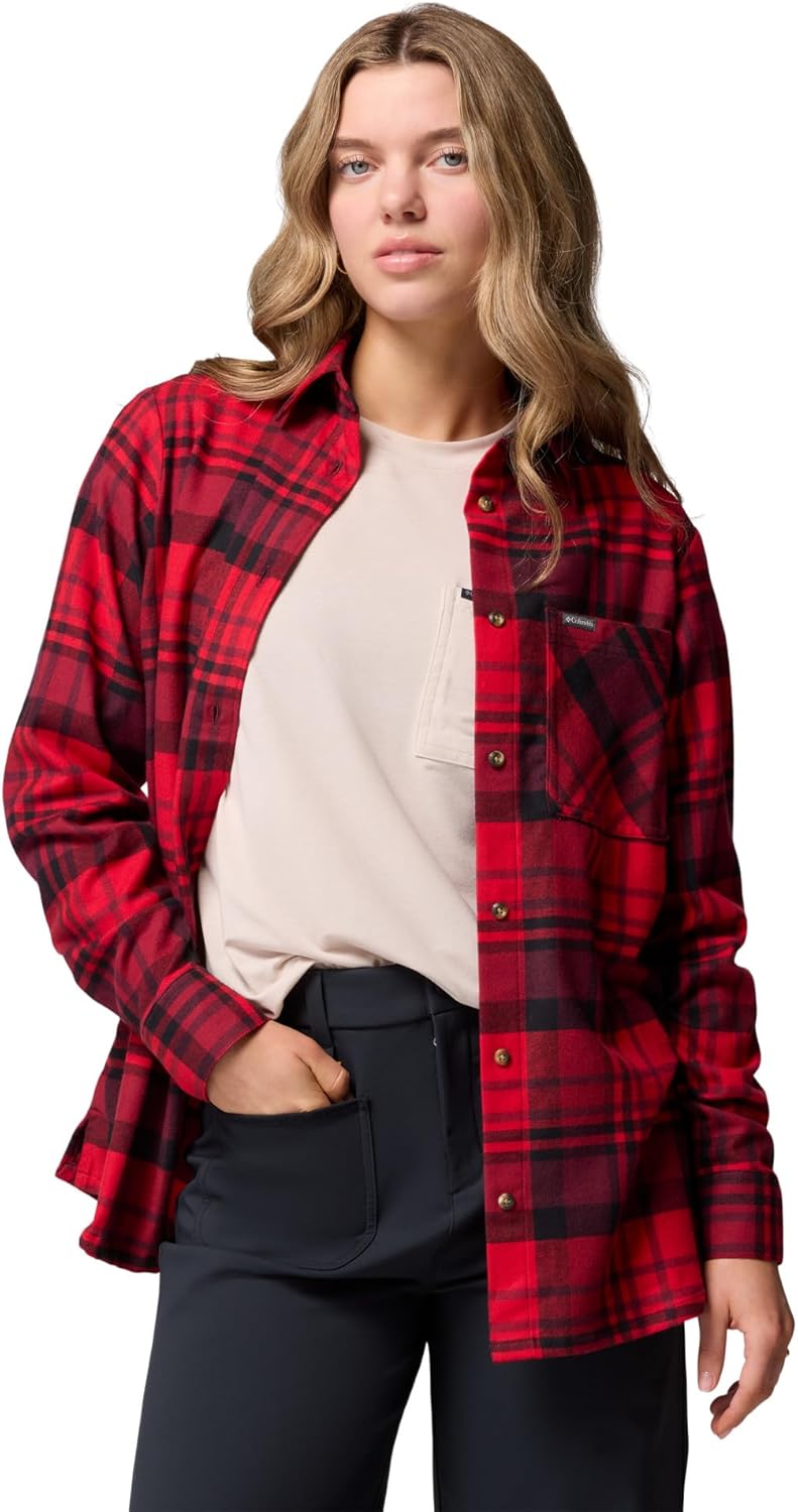 

Columbia Women's Calico Basin фланелевая рубашка с длинным рукавом, Mountain Red Multiplaid