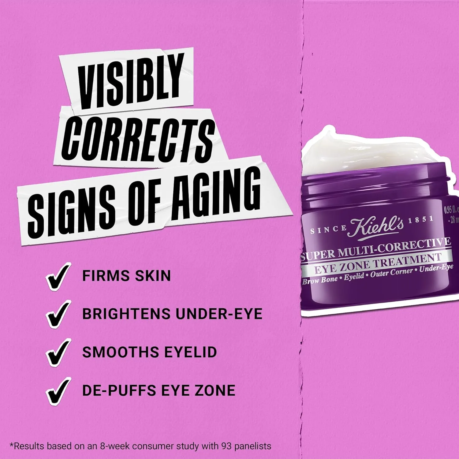 Kiehl's Super Multi-Corrective Eye Cream, антивозрастной крем для подтяжки области надбровной дуги, разглаживания и укрепления век, с экстрактом семян черники и коллагеновыми пептидами 14.18 г (1 шт.) — фото 4