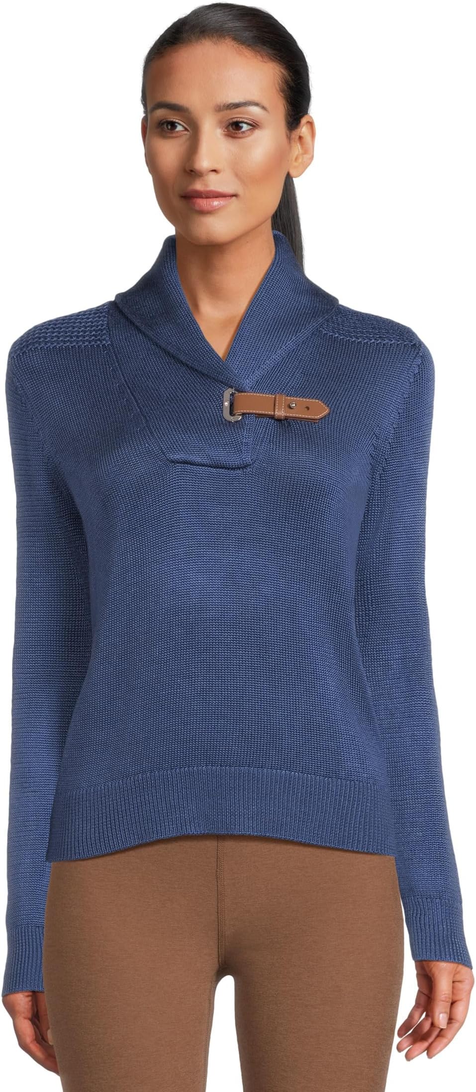 

Свитер Lauren Ralph Lauren Buckle-Trim Cotton-Blend Sweater, цвет Charter Blue