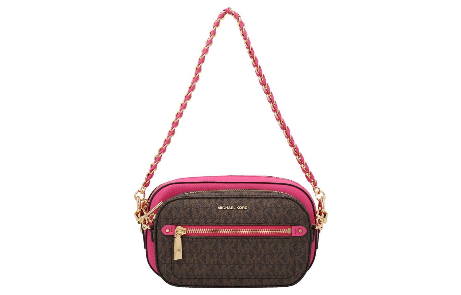 

MICHAEL KORS Дамская розовая сумка Jet Set из холста с кожаными деталями