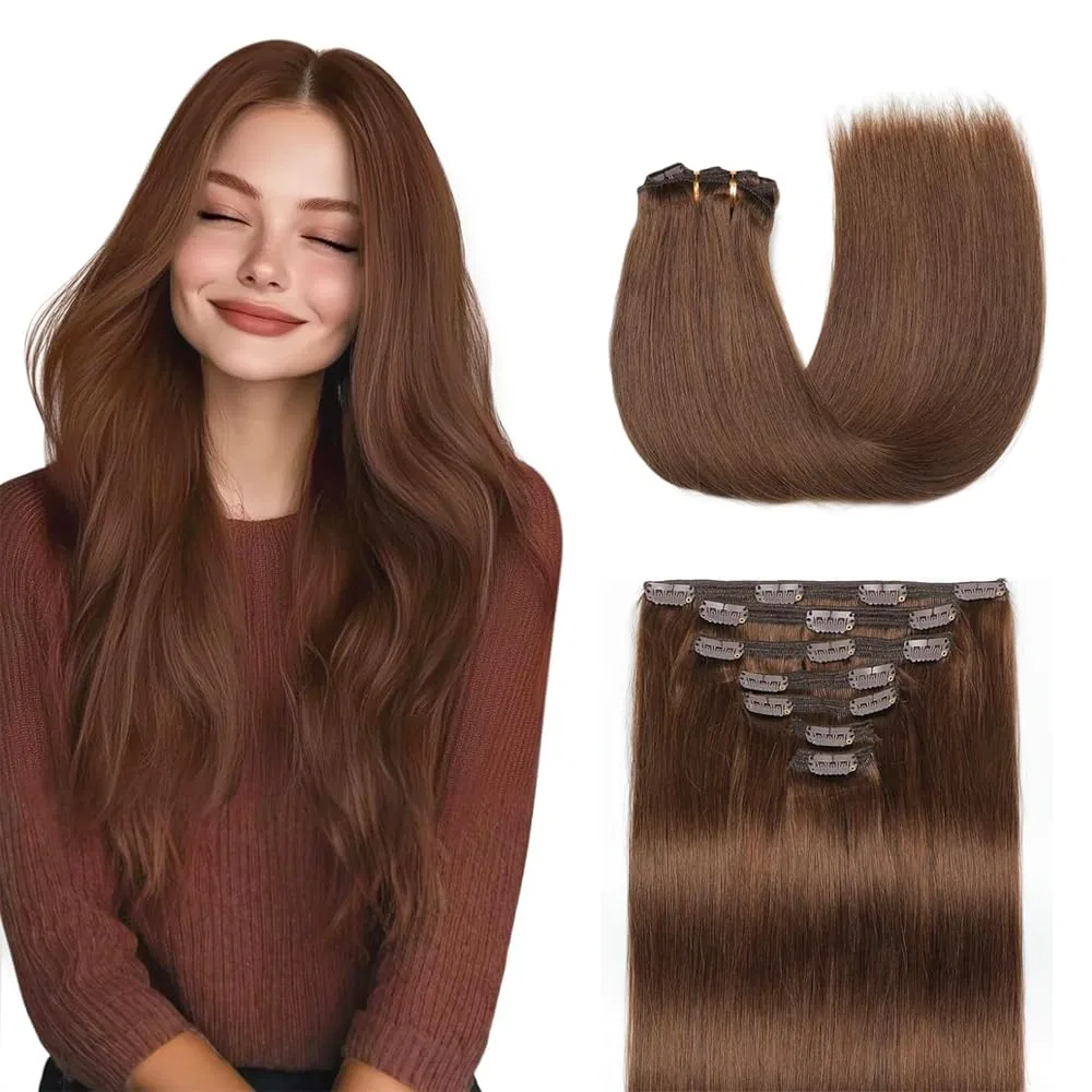 Натуральные накладные пряди на заколках Silky Straight Human Hair Extensions Zeslaerr