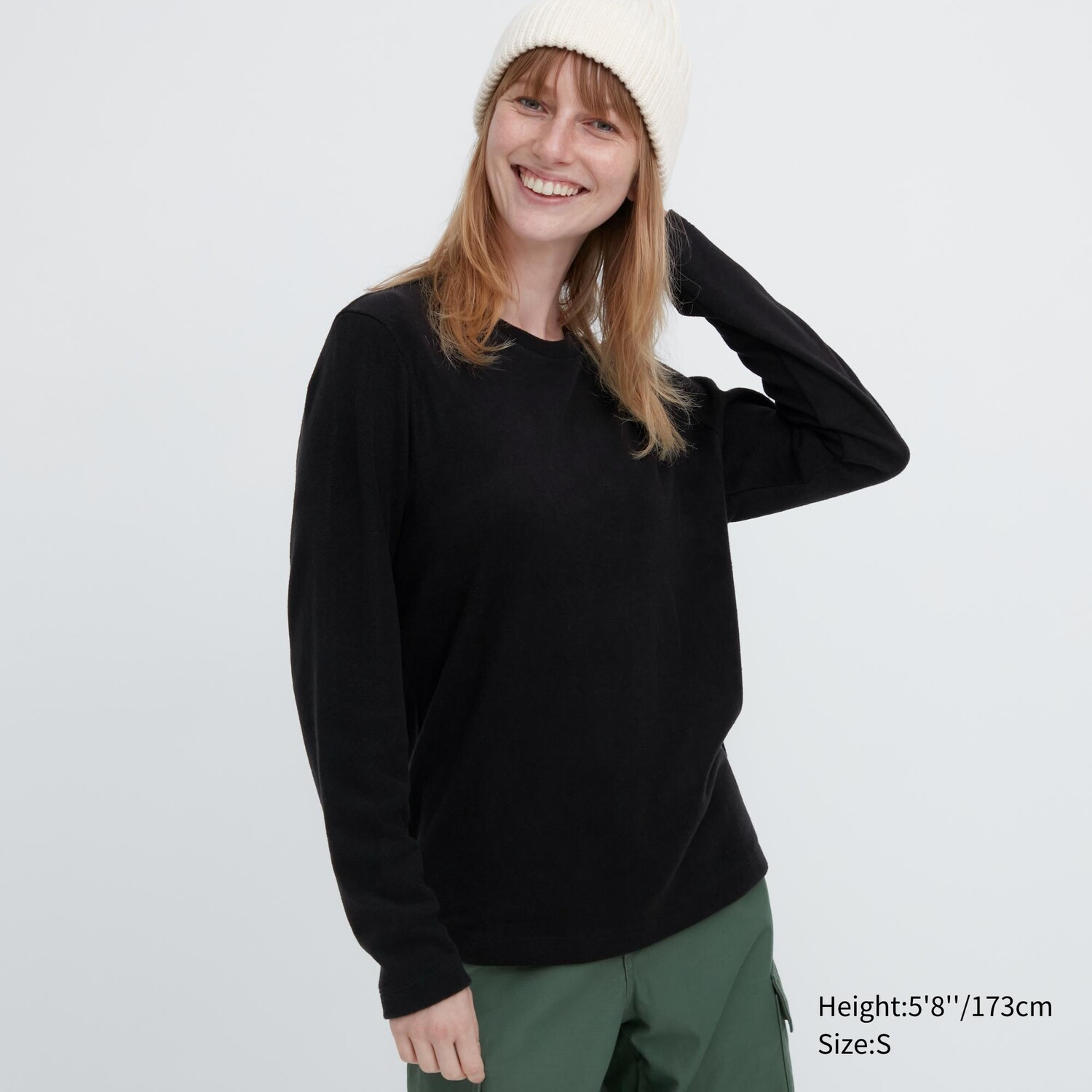 

Топ флисовый Uniqlo Heattech с круглым вырезом, черный