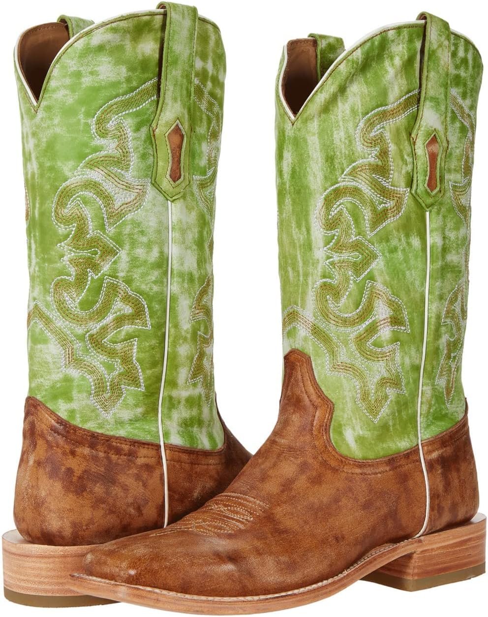 

Мужские коричневые с вышивкой туфли CORRAL с узким квадратным носком, кожаные с резиновой подошвой, западный стиль A4229 Corral Boots, зеленый