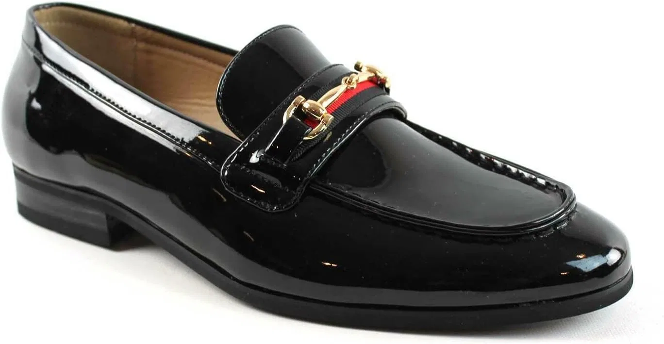 Лоферы мужские, Patent Black, с золотой пряжкой, Slip On, Modern Classic AZAR MAN