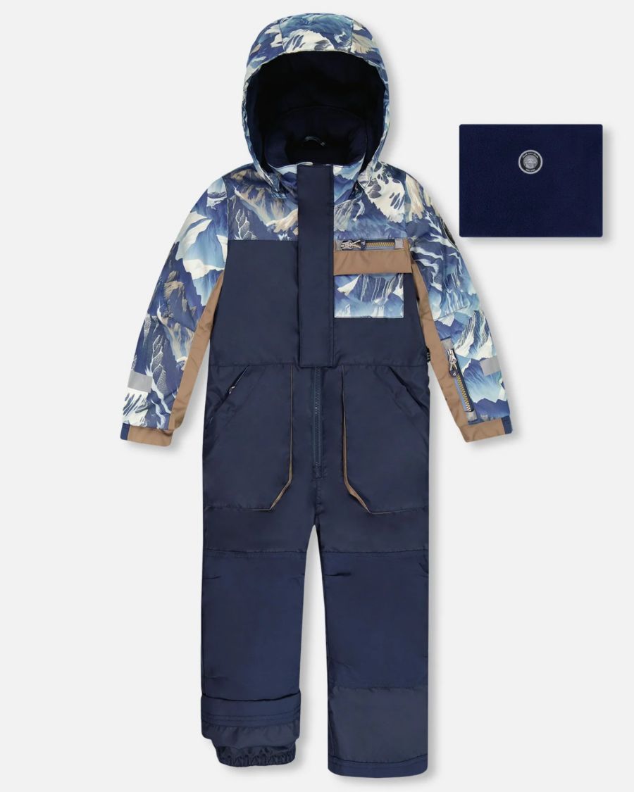 

Детский комбинезон для игр и зимних развлечений для мальчиков с принтом гор, темно-синий - для малышей/детей Deux par Deux, Navy blue