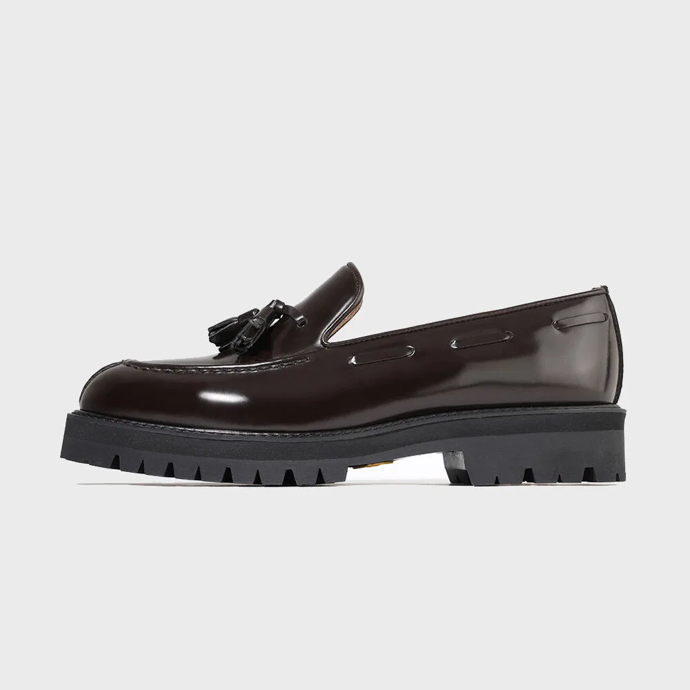 Мужские коричневые лоферы с кисточками и подошвой Vibram Commando от Firenze.A — фото 2