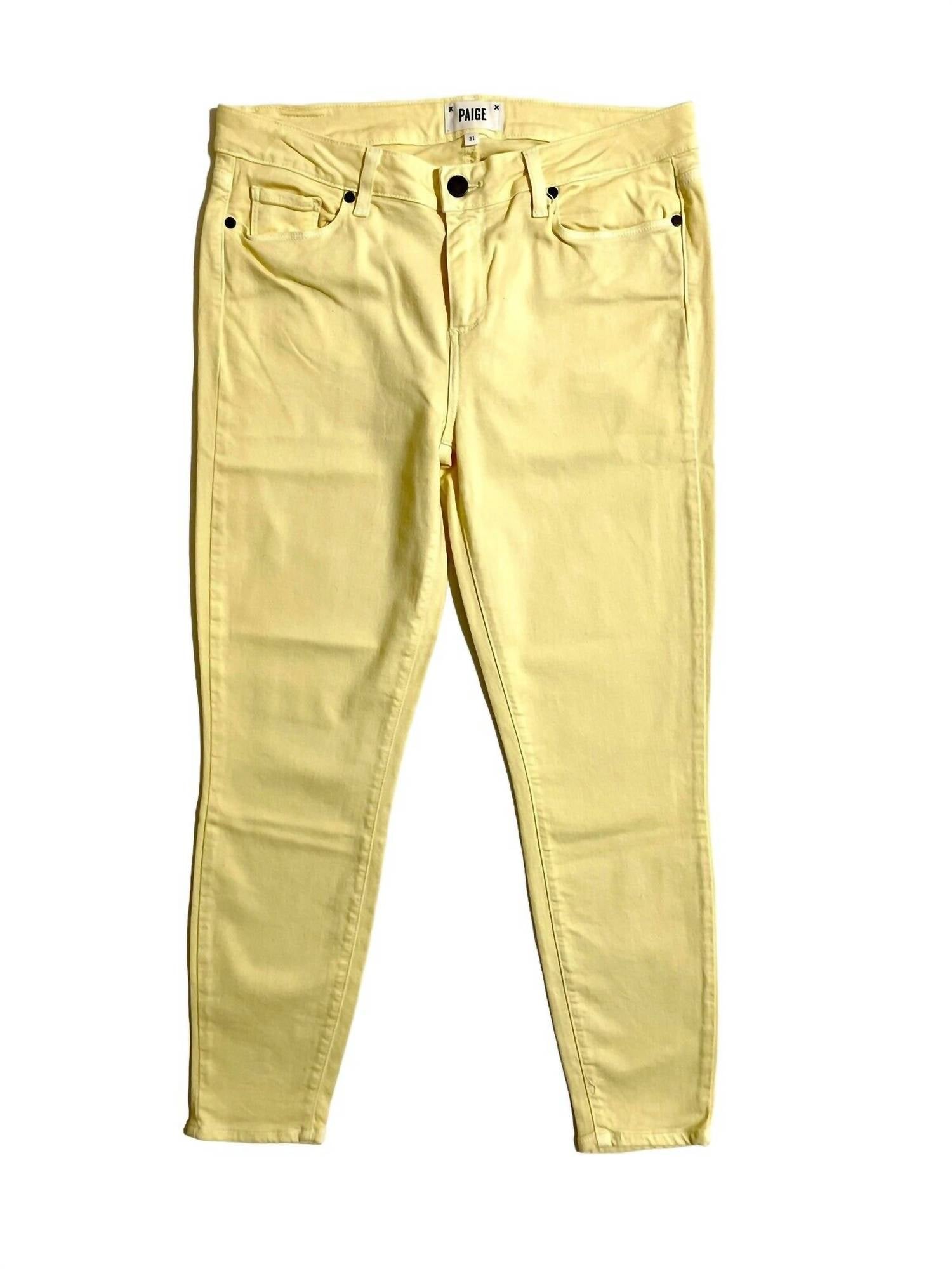 

Женские обтягивающие джинсы Verdugo Ankle Stretch Jeans желтого цвета Paige