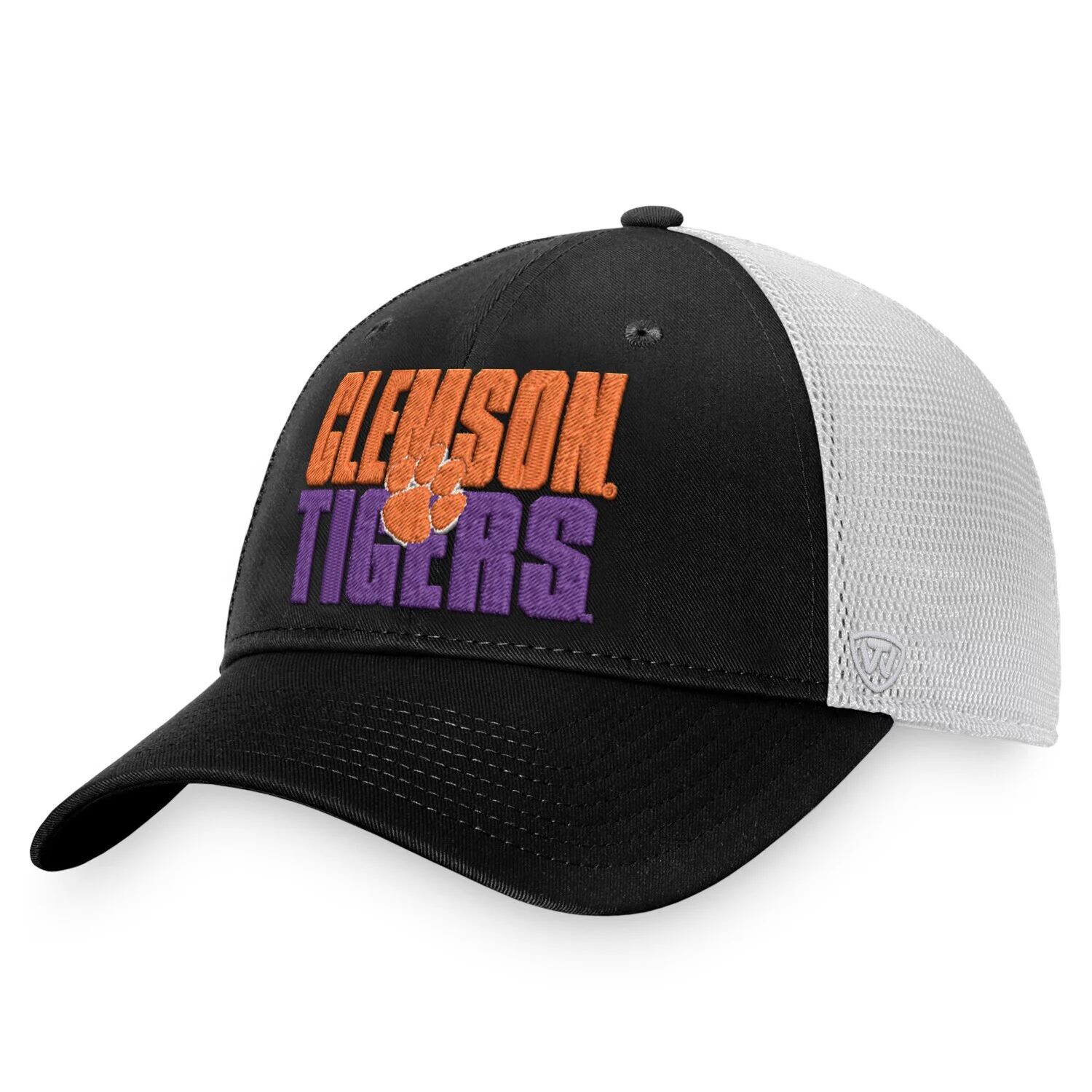 

Мужская черно-белая кепка Top of the World Clemson Tigers Stockpile Trucker Snapback