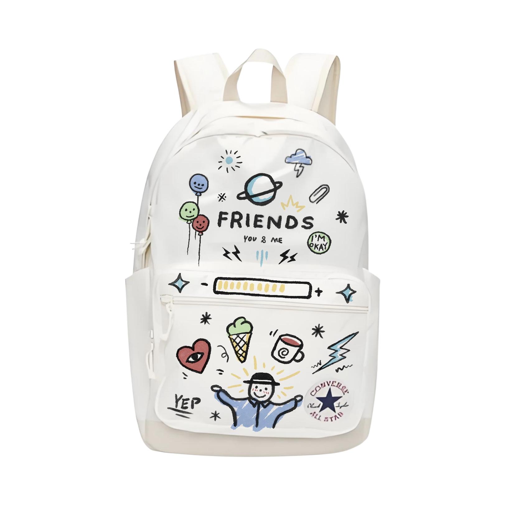 

Converse Полиэстеровый рюкзак обычный унисекс белый, Looking for Friends