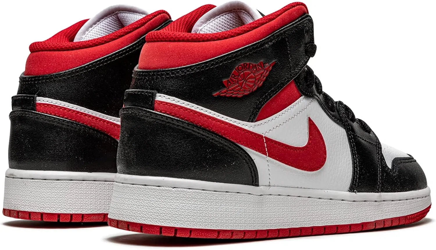 Детские кроссовки Nike Air Jordan 1 Mid Gs унисекс, Black, Fire Red, White — фото 3