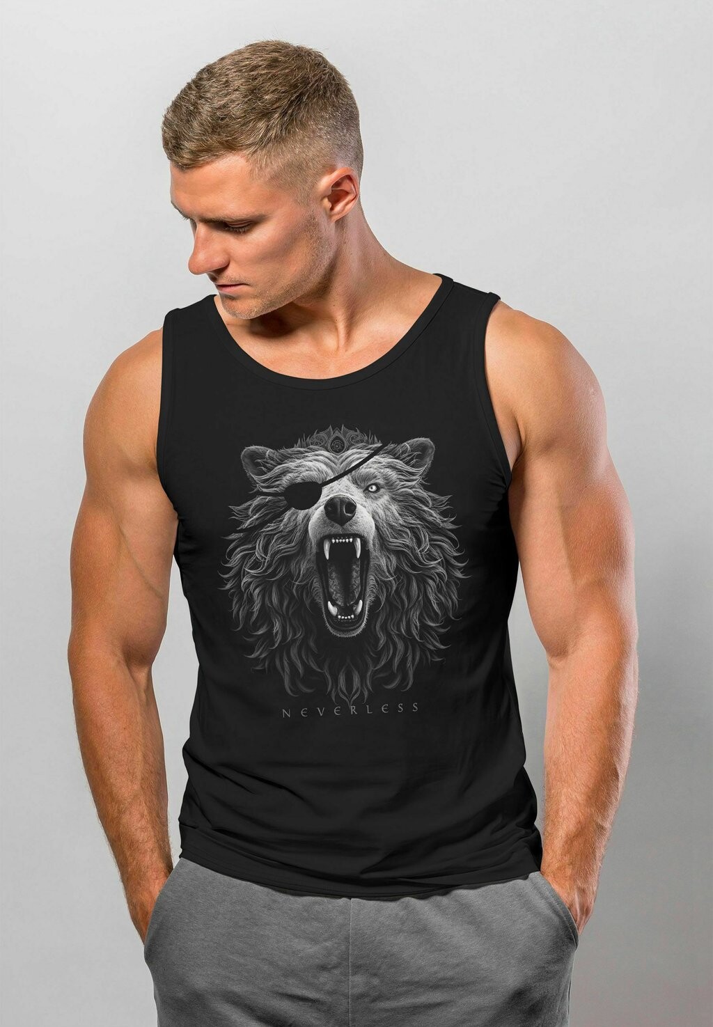 

Топ TANK WOLF MIT AUGENKLAPPE WIKINGER NORD MYTHO Neverless, черный