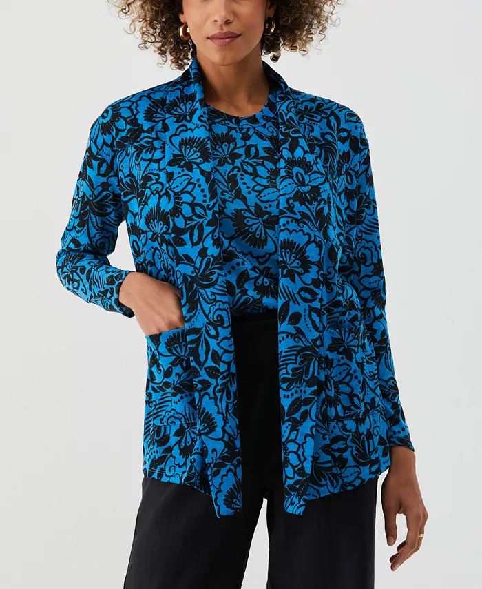 

Миниатюрный кардиган с длинными рукавами и цветочным принтом, с драпировкой и воротником-стойкой ELLA Rafaella, мультиколор