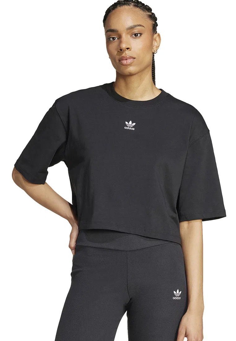 Футболка укороченная, Essentials Adidas, черный
