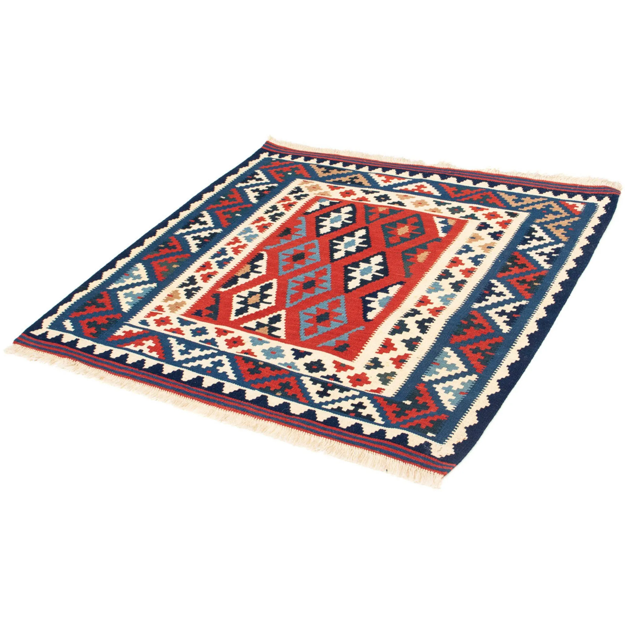 

Шерстяной ковер Morgenland «Kilim - Oriental Square - 104 x 100 см - темно-синий», квадратный, высота 6 мм, гостиная, цельный