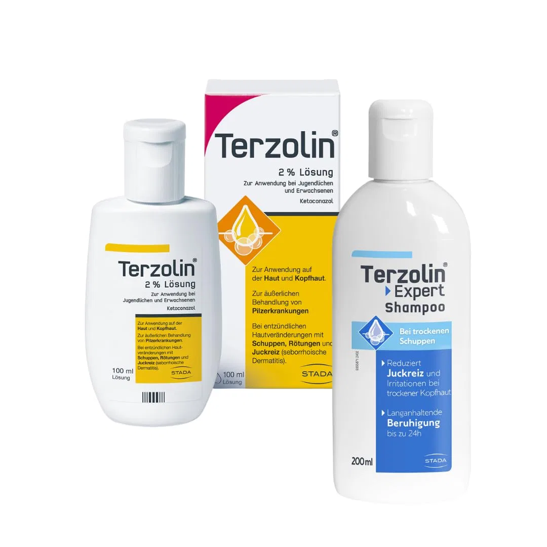 Набор Terzolin: раствор 2% 100 мл + шампунь Expert для сухой кожи головы 200 мл Terzolin