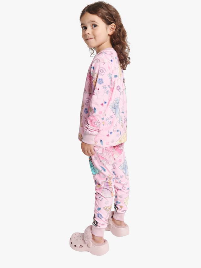 Детский комплект пижамы с длинными рукавами Disney Princess Brand Threads, Pink/Multi — фото 2