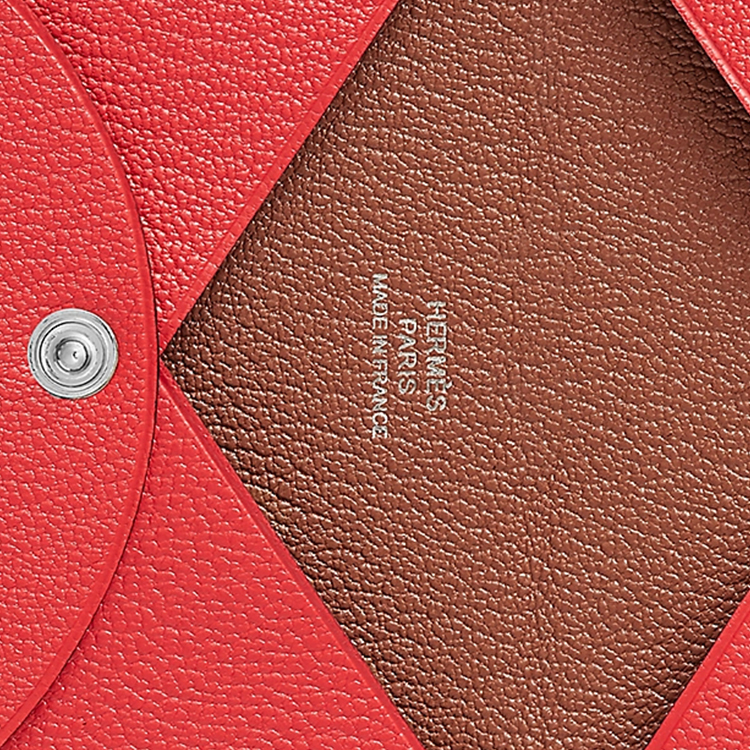 HERMES Кошелек для монет и карт Calvi Mysore Goat Skin, женский кошелек Texas Pink — фото 3