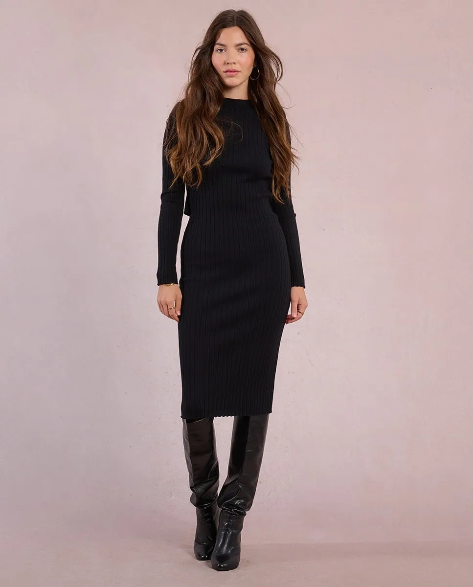 

Длинное трикотажное платье с деталями и завязкой Molly Bracken, черный