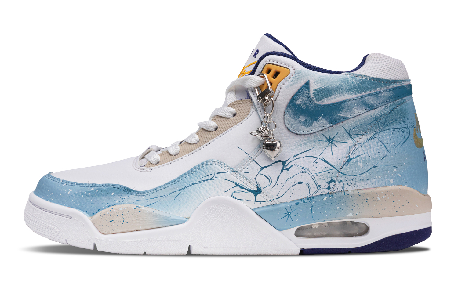 

Nike Высокие мужские баскетбольные кроссовки Flight Legacy Rime Cushing, устойчивые к износу, винтажные, синие и желтые