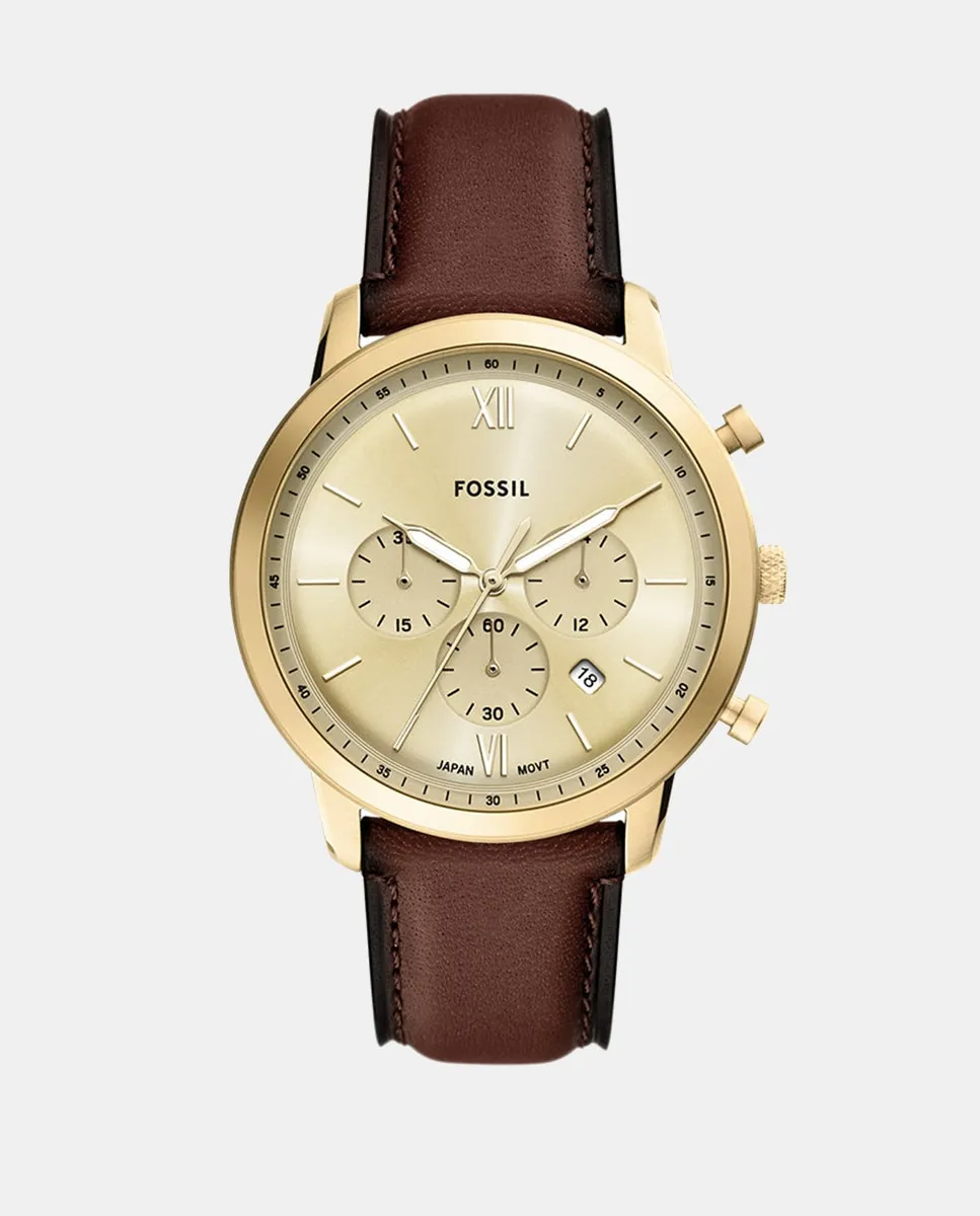 

Мужские часы Neutra FS6113 хронограф коричневая кожа Fossil, коричневый