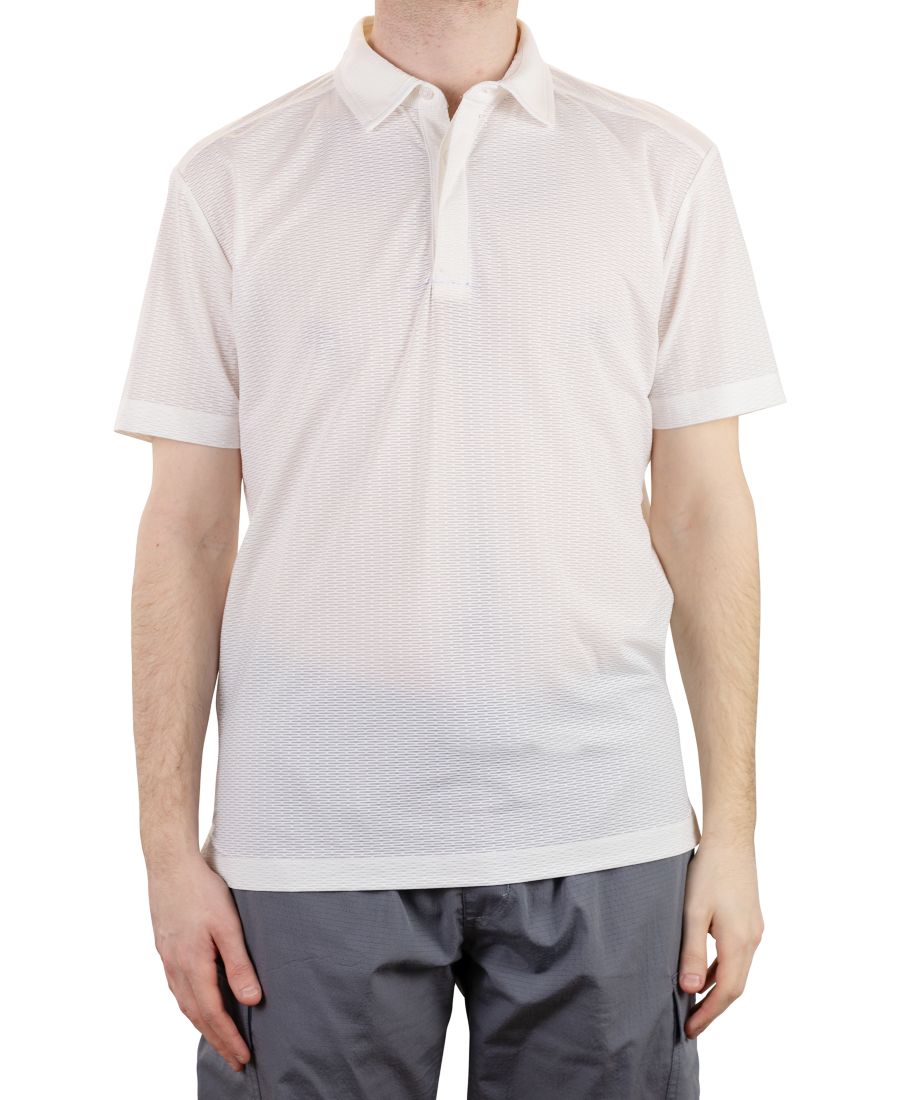 

Мужская поло-рубашка для гольфа с коротким рукавом и жаккардовой отделкой и металлическими вставками Vintage 1946, White