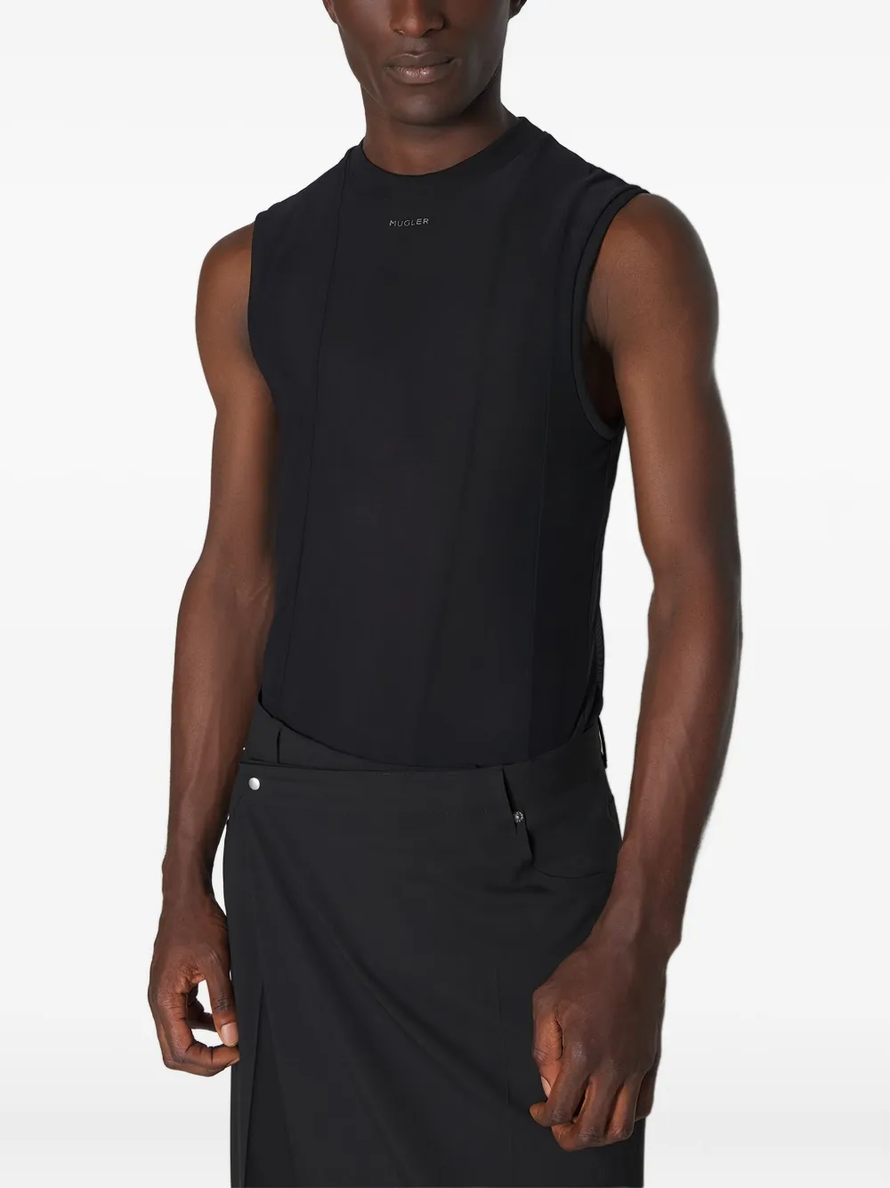

Майка без рукавов со вставками Mugler, черный