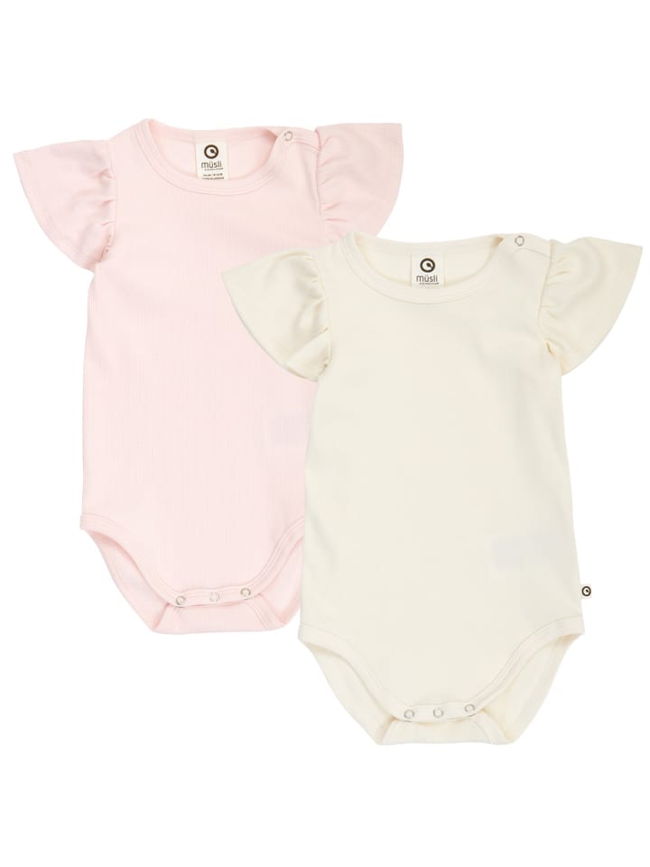 

Müsli Комплект из двух боди с короткими рукавами, цвет «Тофу» / «Прим Роуз»