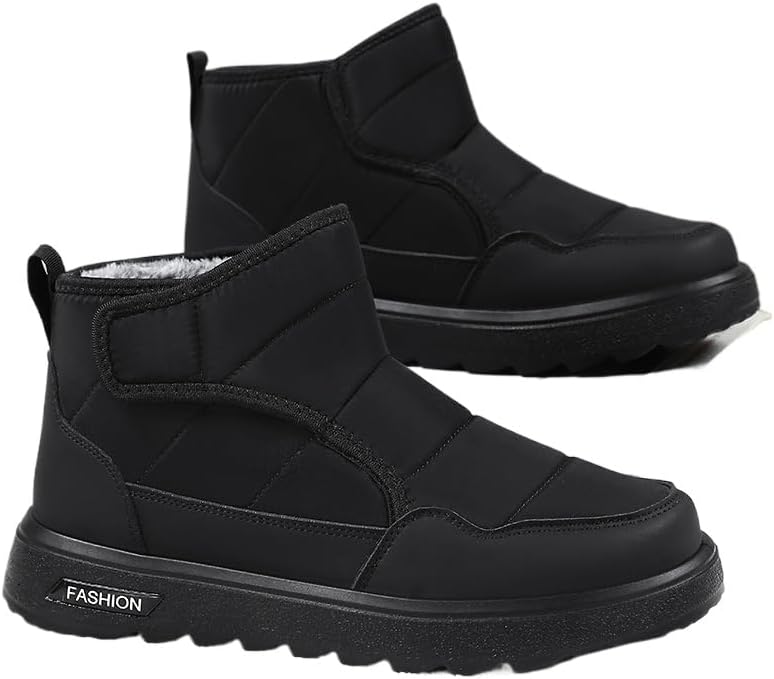 

Зимние мужские снежные ботинки Hhhchpm с застежкой без шнурков - противоскользящая резиновая подошва, походная обувь, прочный дизайн, долговечная конструкция, для любителей приключений, зимние ботинки для мужчин, зимняя обувь для мужчин, черный