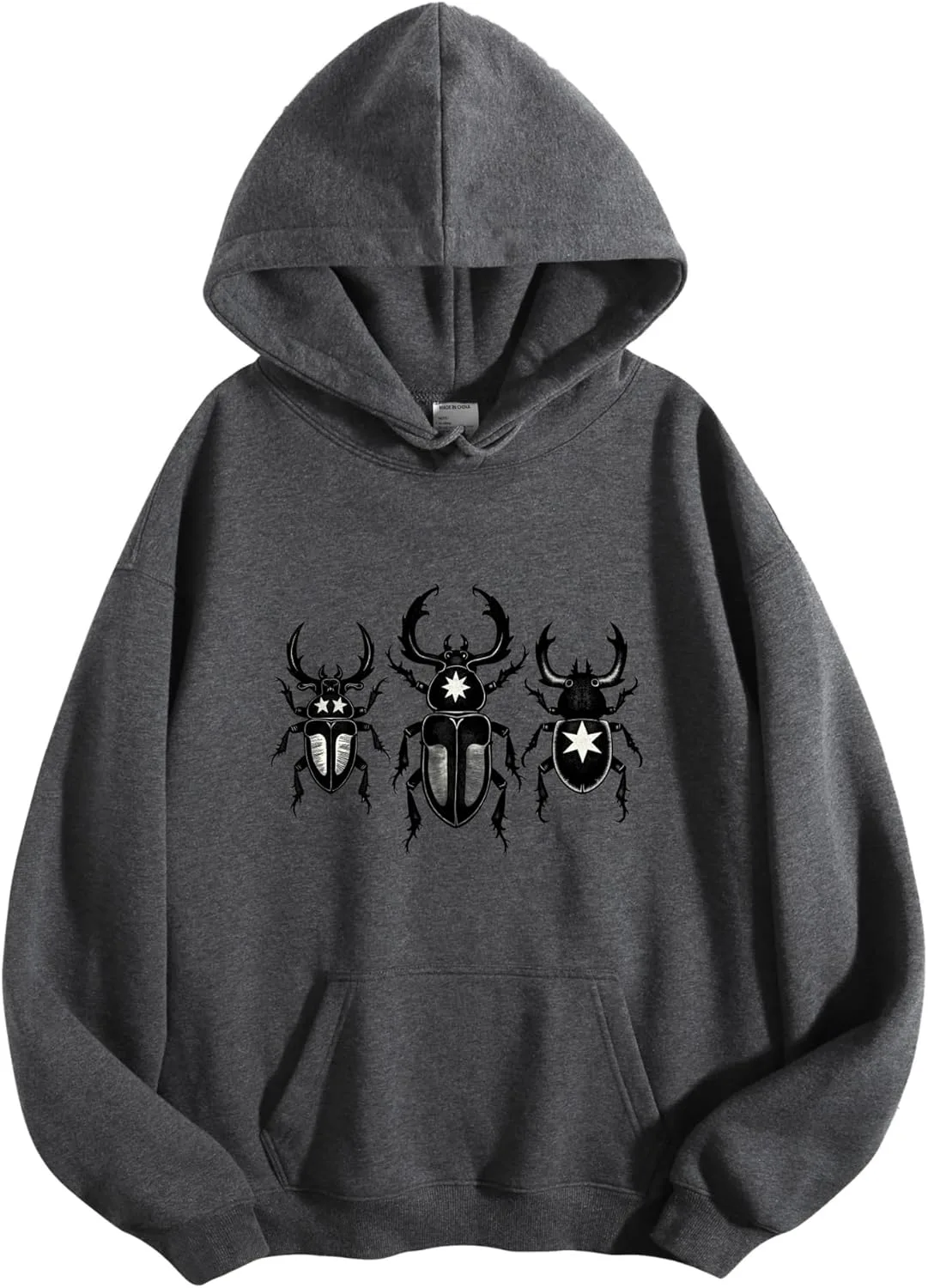 

Толстовка с капюшоном VETALLO, дизайн с жуком и звездами, осенняя флисовая, с карманами