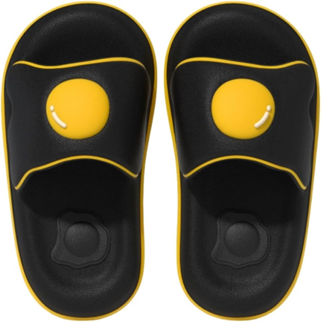 

Тапочки «Жареное яйцо», оригинальные тапочки с яйцом для мужчин и женщин, летние домашние, для ванной и пляжа, с толстой подошвой, нескользящие, быстро сохнущие Generic, черный/желтый