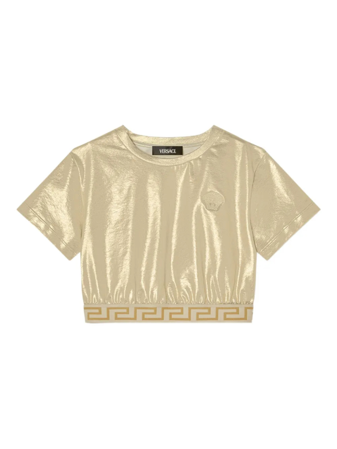 

Versace Kids укороченный топ с эффектом металлик, золотой